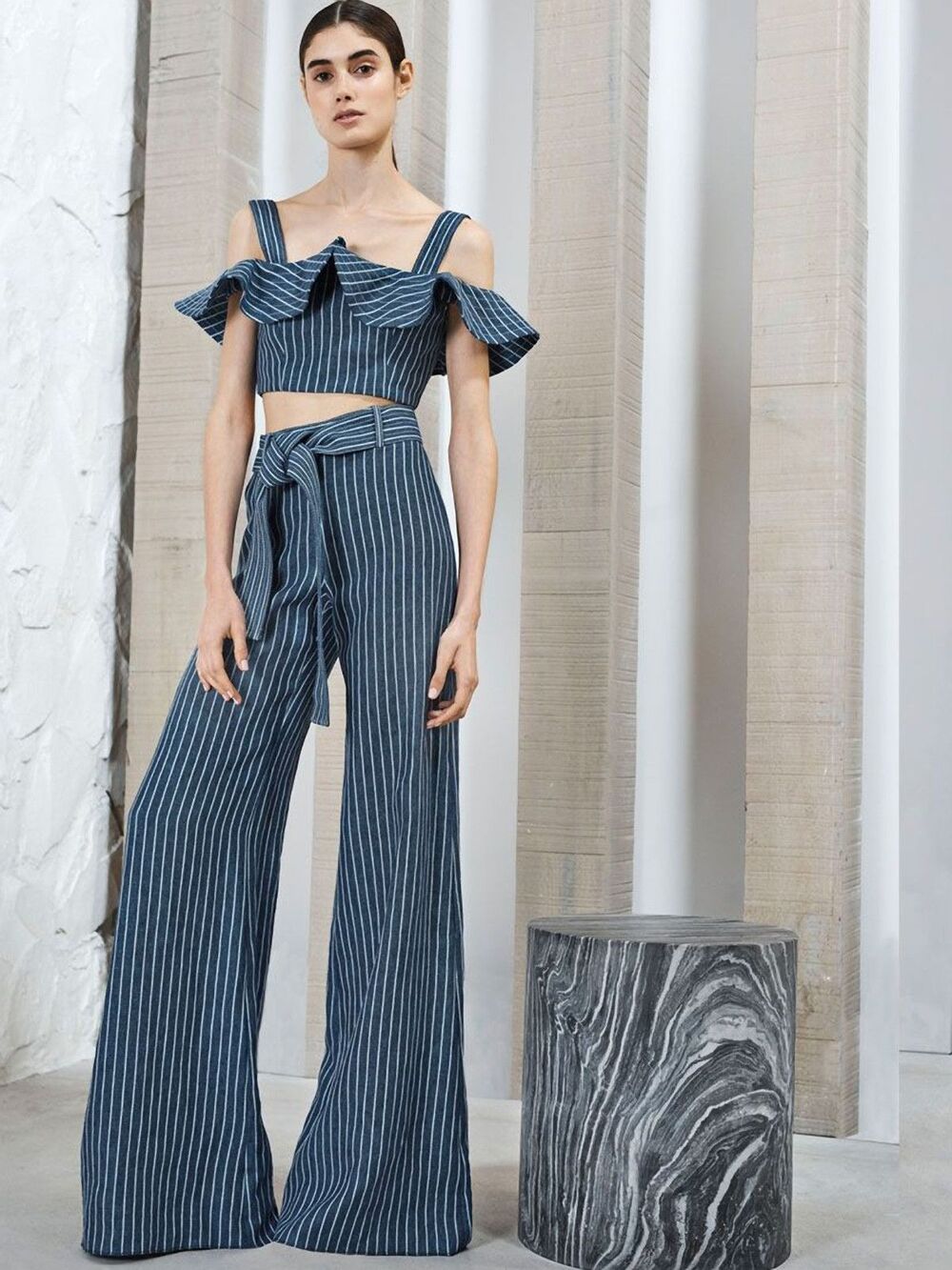 Alexis Navy Striped Cade Linen Pants, size M, NWT